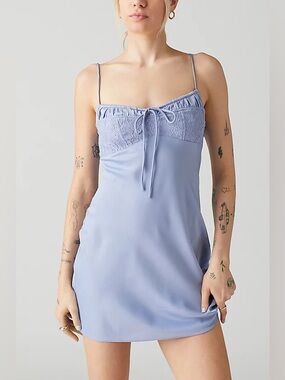 Blue Urban Outfitters Perrie Lace Inset Slip Dress Size M NEW